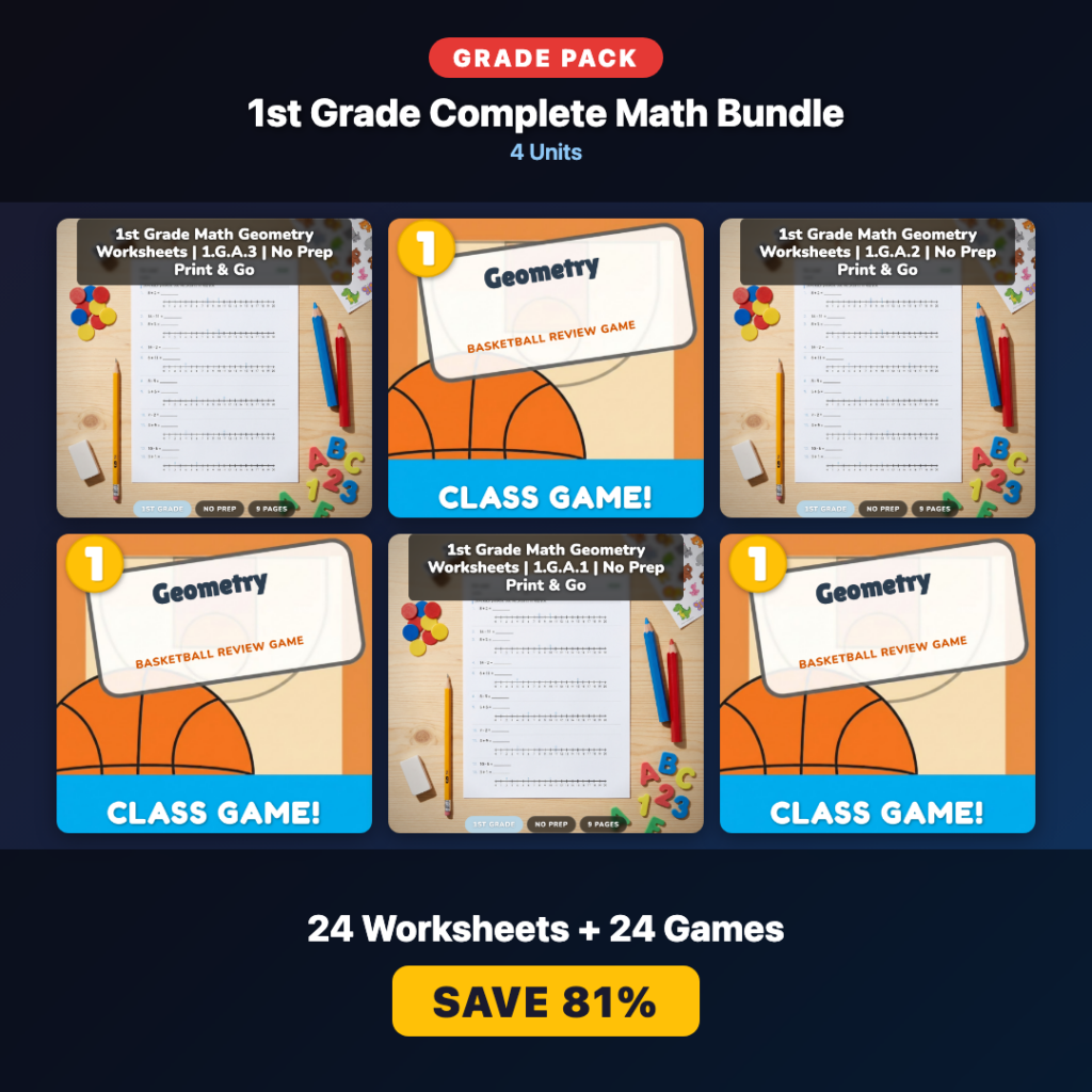 Complete 1st Grade Math Resources: Worksheets & Games for All 24 Standards