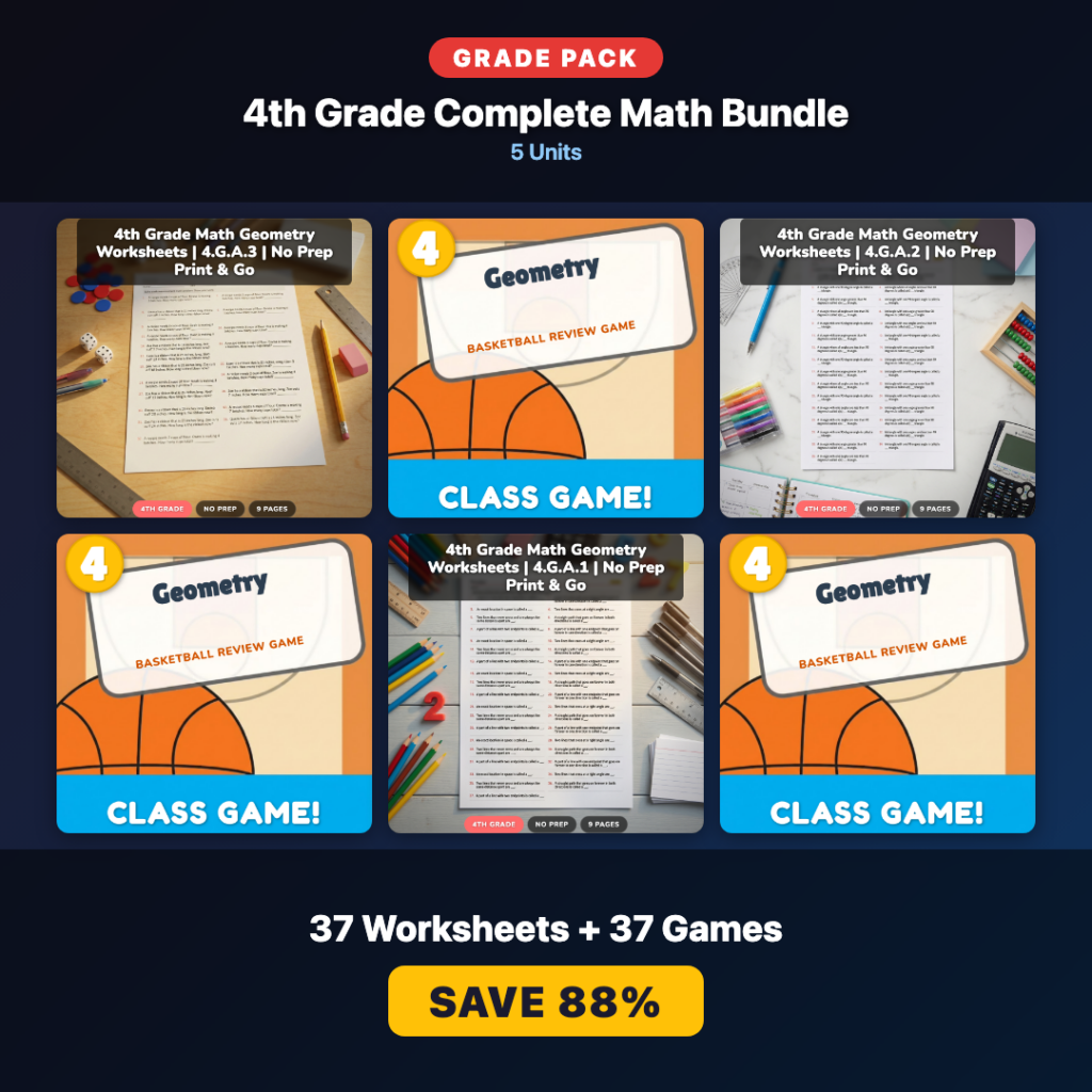 Complete 4th Grade Math Resources: Worksheets & Games for 37 Standards